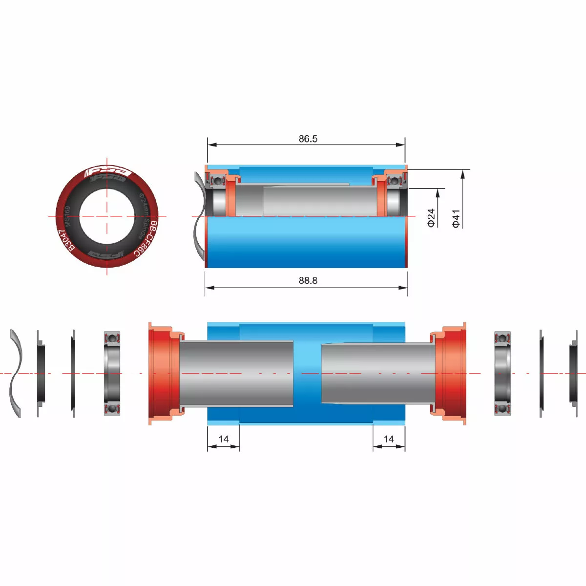 FSA BB86 Bearing Kit (Carbon Cranks) - Image 2